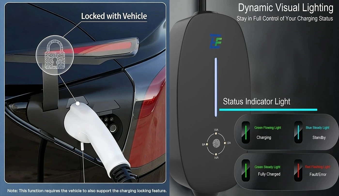 portable EV charger with 8A 10A 13A 16A settings portable EV charger with 8A 10A 13A 16A settings